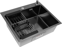 Кухонная мойка ARFEKA ECO AR мойка 600*500, коландер, дозатор BLACK DECOR MILLET GRAINS - фото2