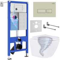 Унитаз подвесной Roxen Antares Tornado в комплекте с инсталляцией StounFix Dual Fresh 6 в 1 968326 (кнопка: пастель бежевый) - фото