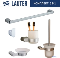 Набор аксессуаров для ванной Lauter 21SH1061 + 21SH1051 + 21SH1091 + 21SH70101 + 21SH1111 (Chrome, 5 предметов) - фото