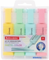 Текстовыделитель BRAUBERG Original Pastel 151697 (4 шт) - фото