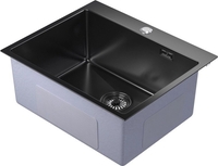 Кухонная мойка Mixline Pro 555134 (черный графит, с сифоном) - фото
