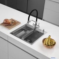 Кухонная мойка ARFEKA Eco AR мойка 500*500, коландер G, дозатор Satin Decor - фото