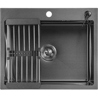 Кухонная мойка Saniteco 5050 Nano (с сифоном, дозатором и коландером) - фото