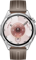 Умные часы Huawei Watch GT 6 46 мм (серебристый, с коричневым кожаным ремешком, международная версия) - фото2