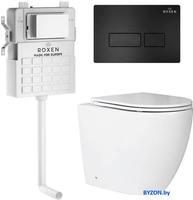 Унитаз приставной Roxen Antares в комплекте с инсталляцией Attach 5 в 1 967019 (кнопка: черный матовый) - фото