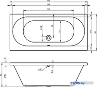 Ванна Riho Carolina 170x80 (с ножками) - фото2