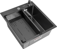 Кухонная мойка ARFEKA Eco AR мойка 450*500, коландер G, дозатор Black Decor - фото2