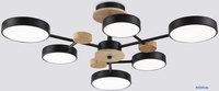 Подвесная люстра Ambrella FL4863/6 BK/WD (черный/дерево) - фото, картинка Подвесная люстра Ambrella FL4863/6 BK/WD (черный/дерево) - фото