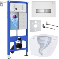 Унитаз подвесной Roxen Antares Tornado в комплекте с инсталляцией StounFix Dual Fresh 6 в 1 968395 (кнопка: белый глянцевый) - фото