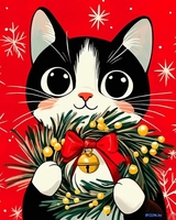 Алмазная мозаика Феникс+ Кот с венком 70840 - фото