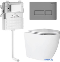Унитаз приставной Roxen Antares в комплекте с инсталляцией Attach 5 в 1 967059 (кнопка: хром матовый) - фото