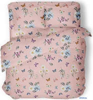 Постельное белье Samsara Home Бабочки на розовом Евро Сат220ц-7 - фото