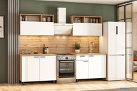 Готовая кухня NN мебель Монако K Серия 2 (дуб золотой/белый матовый/дуб вотан) - фото