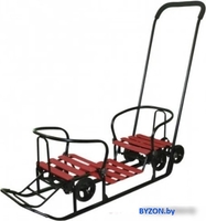 Санки-коляска Galaxy Погодки универсал 1 (черный/красный) - фото