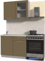 Кухня Интерлиния Мила Пластик 1.0 Б (капучино глянец/опал светлый) - фото