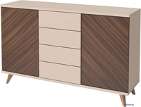 Комоды, тумбы Stolline Хармони 2 двери 4 ящика 468.07 (бежевый/древесный) - фото, картинка Комоды, тумбы Stolline Хармони 2 двери 4 ящика 468.07 (бежевый/древесный) - фото