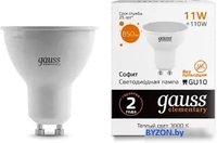 Светодиодная лампочка Gauss Elementary MR16 11W 850lm 3000K GU10 13611 - фото