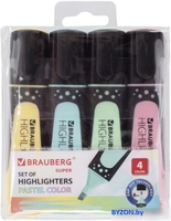 Текстовыделитель BRAUBERG Super Pastel 151756 (4 шт) - фото