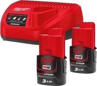 Аккумулятор с зарядным устройством Milwaukee M12 M12NRG-302 4933451902 (2 x 12В/3 Ач + 12В) - фото