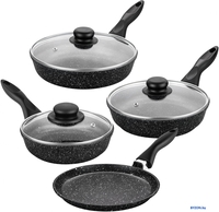 Набор сковород Elan Gallery Гармония вкуса 120112+4 (черный мрамор) - фото