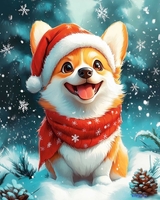 Алмазная мозаика Феникс+ Новогодний корги 70842 - фото