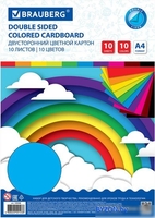 Набор цветного картона BRAUBERG Тонированный 129308 (10 л) - фото
