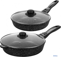 Набор сковород Elan Gallery Гармония вкуса 120134+2 (черный мрамор) - фото