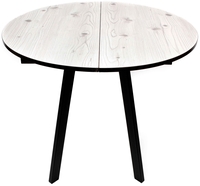 Кухонный стол ВВР Элип-2 (бискайская сосна/черный профиль, пластик) - фото