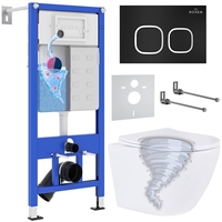 Унитаз подвесной Roxen Antares Tornado в комплекте с инсталляцией StounFix Dual Fresh 6 в 1 968377 (кнопка: черный матовый) - фото