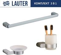 Набор аксессуаров для ванной Lauter 21SH1061 + 21SH1051 + 21SH70101 (Chrome, 3 предмета) - фото