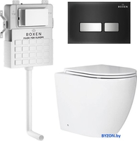 Унитаз приставной Roxen Antares в комплекте с инсталляцией Attach 5 в 1 967099 (кнопка: черный) - фото
