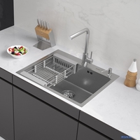 Кухонная мойка ARFEKA ECO AR мойка 600*500, коландер, дозатор SATIN DECOR MILLET GRAINS - фото