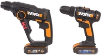 Worx WX927 (шуруповерт, перфоратор, 2 АКБ, кейс) - фото