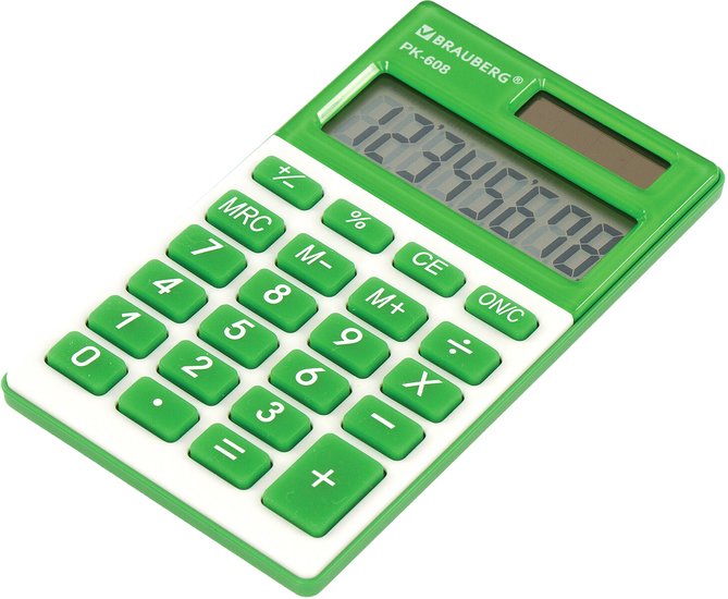 Калькулятор BRAUBERG PK-608-GN 250520 (зеленый) Калькулятор BRAUBERG PK-608-GN 250520 (зеленый)