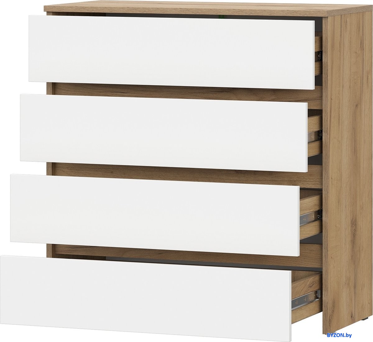 Комод NN мебель МС Некст К 4 ящика (дуб золотой/белый) Комод NN мебель МС Некст К 4 ящика (дуб золотой/белый)
