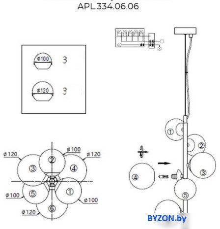 Подвесная люстра Aployt APL.334.06.06 Подвесная люстра Aployt APL.334.06.06