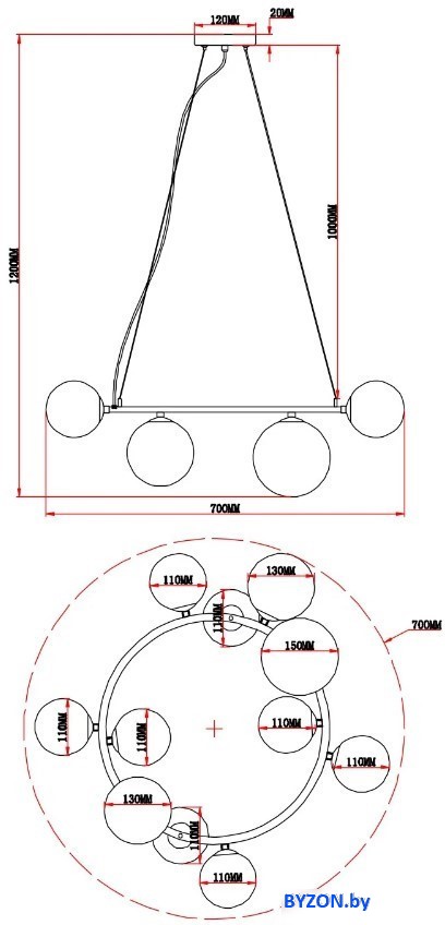 Подвесная люстра Moderli Molly V10797-11P Подвесная люстра Moderli Molly V10797-11P