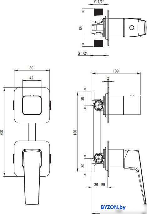 Скрытый механизм Deante Blur Nero BQL N44P Скрытый механизм Deante Blur Nero BQL N44P