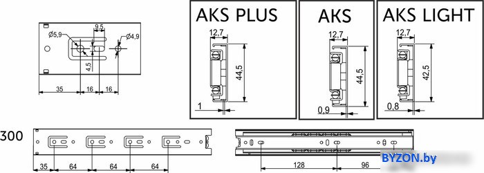 Шариковые направляющие AKS 22295 Шариковые направляющие AKS 22295