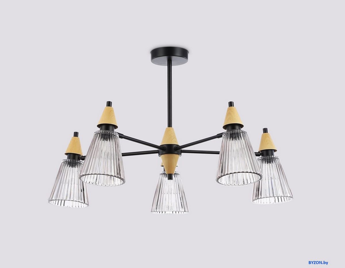 Подвесная люстра Ambrella LH58114/5 BK/LW/SM (черный/светлое дерево/дымчатый) Подвесная люстра Ambrella LH58114/5 BK/LW/SM (черный/светлое дерево/дымчатый)