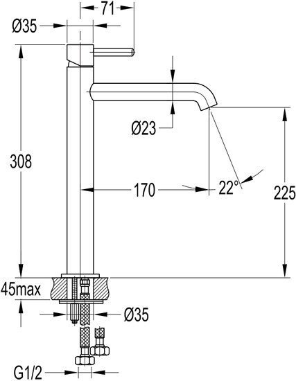 Смеситель Omnires Y Y1212 Смеситель Omnires Y Y1212