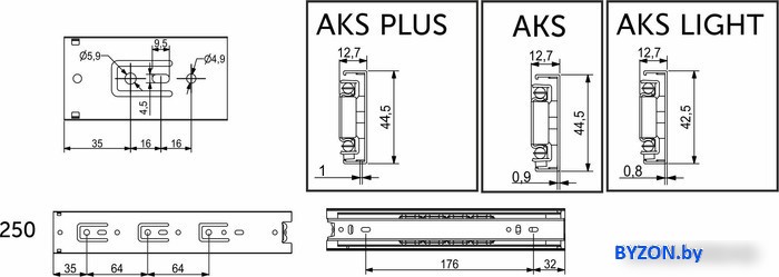 Шариковые направляющие AKS 22294 Шариковые направляющие AKS 22294