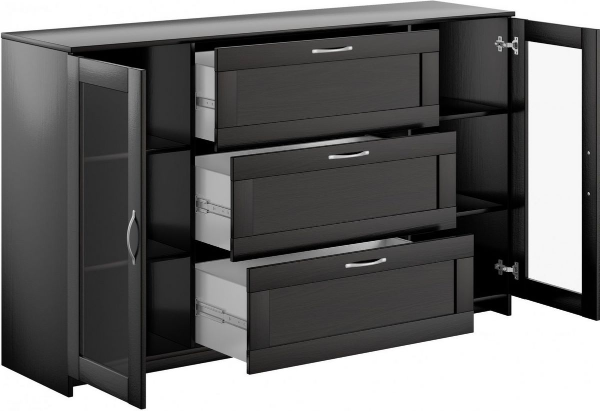 Тумба Mio Tesoro Сириус 2 двери со стеклом и 3 ящика 156x95 2.02.03.370.5 (дуб венге) Тумба Mio Tesoro Сириус 2 двери со стеклом и 3 ящика 156x95 2.02.03.370.5 (дуб венге)