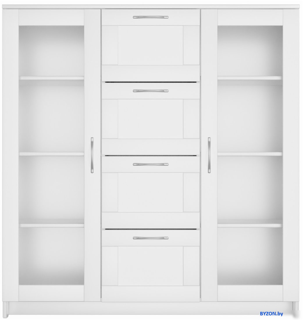 Тумба Mio Tesoro Сириус 2 двери со стеклом и 4 ящика 117x123 2.02.03.400.1 (белый) Тумба Mio Tesoro Сириус 2 двери со стеклом и 4 ящика 117x123 2.02.03.400.1 (белый)