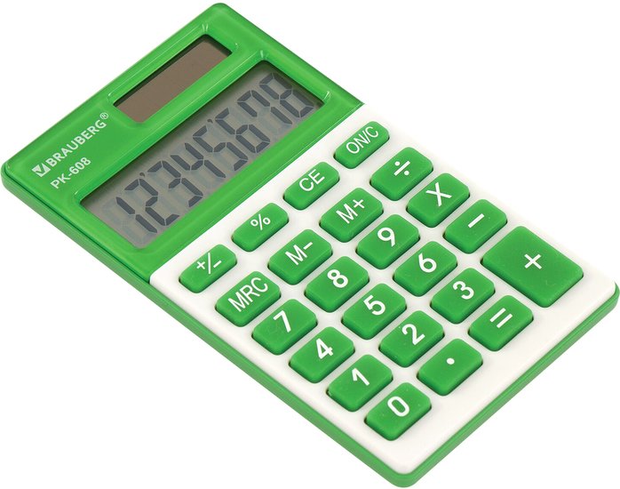 Калькулятор BRAUBERG PK-608-GN 250520 (зеленый) Калькулятор BRAUBERG PK-608-GN 250520 (зеленый)