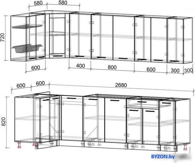 Готовая кухня Интерлиния Мила 12x27 без столешницы (бетон/антрацит) Готовая кухня Интерлиния Мила 12x27 без столешницы (бетон/антрацит)