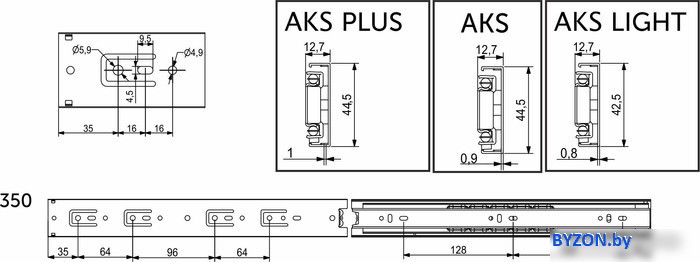 Шариковые направляющие AKS 22014 Шариковые направляющие AKS 22014