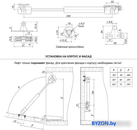 Газ-лифт Boyard секретерный GL103GRPH/50/3 Газ-лифт Boyard секретерный GL103GRPH/50/3