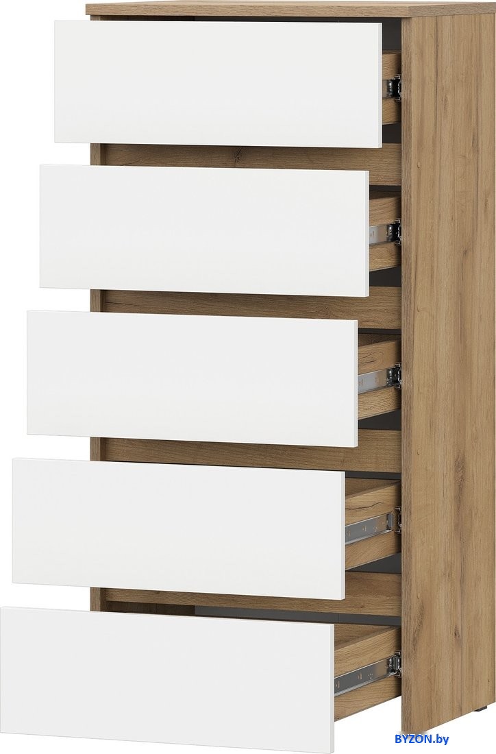 Комод NN мебель МС Некст К 5 ящиков (дуб золотой/белый) Комод NN мебель МС Некст К 5 ящиков (дуб золотой/белый)