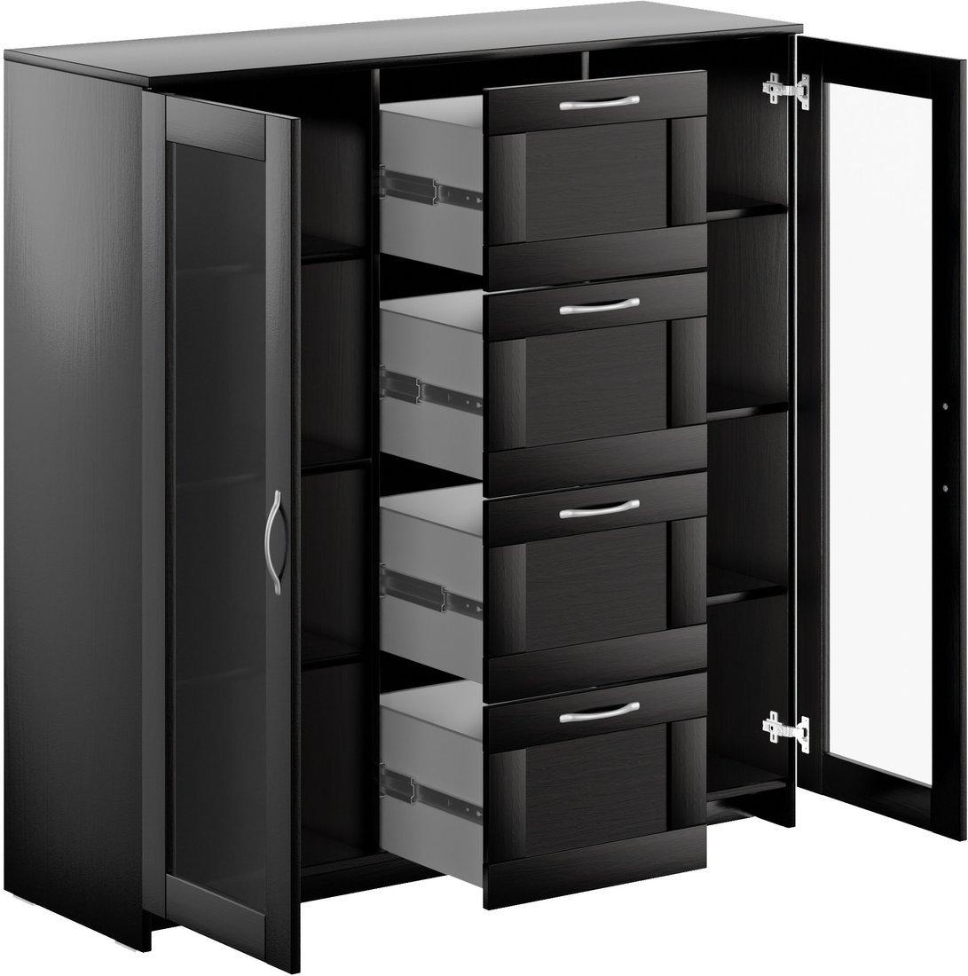 Тумба Mio Tesoro Сириус 2 двери со стеклом и 4 ящика 117x123 2.02.03.400.5 (дуб венге) Тумба Mio Tesoro Сириус 2 двери со стеклом и 4 ящика 117x123 2.02.03.400.5 (дуб венге)